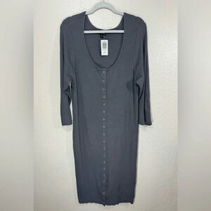 Torrid NWT Plus Size Gray Rib Button Front Bodycon Midi Dress Women’s Size 3X